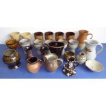 24 pieces of Studio pottery (a pair and two sets of goblets, 5 vases, 4 jugs etc) to include Jane