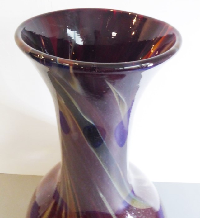 An oversized glass bottle vase decorated with brown, red and green multi-colour swirls and with - Image 4 of 5