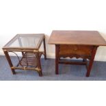 A stained-pine low table and another later stained bentwood example: the pine low table with