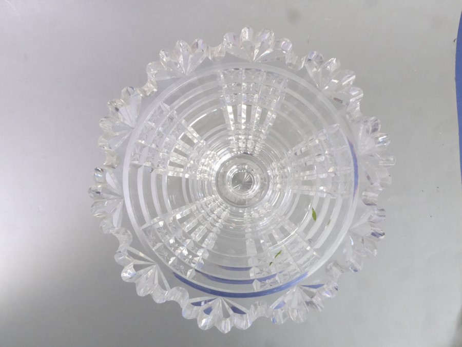 A fine Waterford crystal vase of conical form; scallop-shell style decoration to the lip, hobnail- - Image 4 of 10