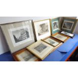 A good selection of framed and glazed engravings etc; mostly hand-coloured and to include 'The