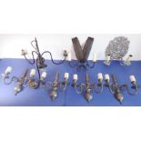A selection of lighting to include a set of four two-light wall appliques, a two-branch wall