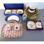 Various ceramics to include an inkstand with two inkwells (one minus insert and lid), two boxed sets