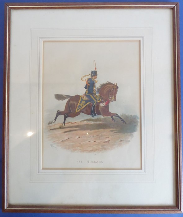 Five framed and glazed colour prints: a Tibetan polo scene (16.5cm x 72.5cm); '13th Hussars' and ' - Image 18 of 20