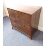 A 19th century (with adaptions) mahogany side cabinet; the reeded edge top above two doors further