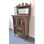 A late 19th century rosewood, marquetry and bone-strung music/display cabinet; the mirrored