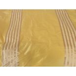 Two pairs of yellow satin-style curtains decorated with gold column bands, with rubberised coated