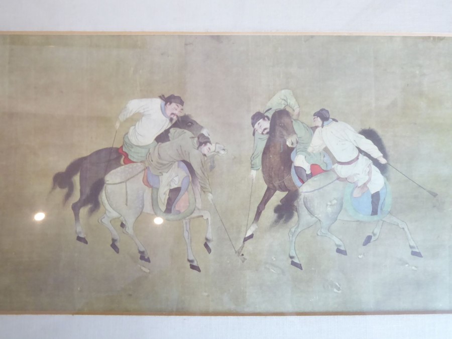 Five framed and glazed colour prints: a Tibetan polo scene (16.5cm x 72.5cm); '13th Hussars' and ' - Image 3 of 20