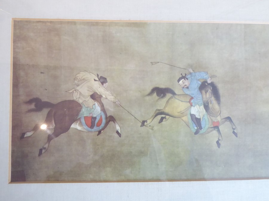 Five framed and glazed colour prints: a Tibetan polo scene (16.5cm x 72.5cm); '13th Hussars' and ' - Image 2 of 20