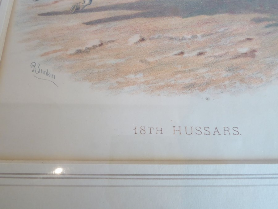 Five framed and glazed colour prints: a Tibetan polo scene (16.5cm x 72.5cm); '13th Hussars' and ' - Image 19 of 20