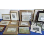 14 framed and glazed pictures and prints and one unframed. To include 'A New Map of