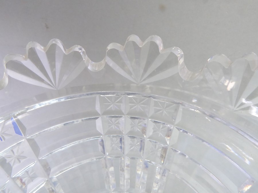 A fine Waterford crystal vase of conical form; scallop-shell style decoration to the lip, hobnail- - Image 2 of 10