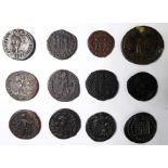A collection of 12 Roman bronze coins