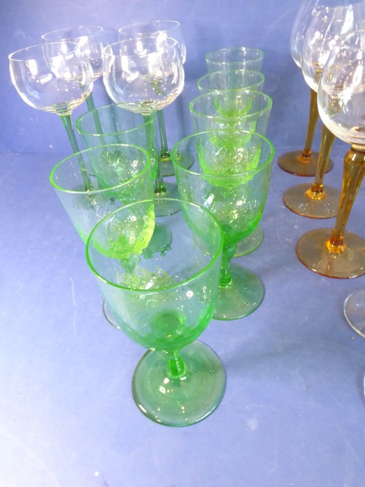 Various drinking glasses to include early 20th century examples: hock, champagne, wine and other - Image 4 of 7