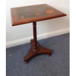 A circa 1840 occasional/writing table; moulded edge top with leather inset for restoration, spiral-
