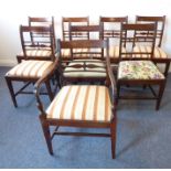 A harlequin set of six (5+1 carver) Regency-style mahogany dining chairs (some period and some