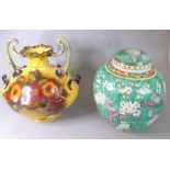 A Chinese porcelain ginger jar together with a Madras Ware ceramic vase by George Jones; the