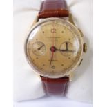 A gentleman's 18-carat yellow gold cased (marked 18K, 0.750) Chronographe wristwatch: the