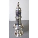 A silver sugar caster; hallmarked Sheffield 1925 and maker's mark G.H. (129.7g, approx. 17cm high)