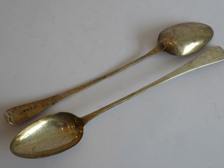 A pair of Old English pattern basting spoons, assayed London 1791 (2)