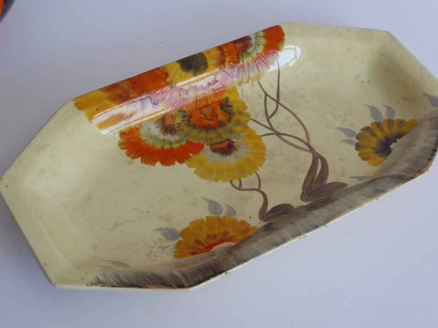 Two pieces of Clarice Cliff pottery: an Art Deco circular pottery bowl hand-decorated in the ' - Image 3 of 8