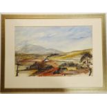 Jay Hadden (Welsh contemp.) - ‘Lleyn Landscape, Garnfadryn’, Signed, mixed media, 14 x 21 ¾ ins (