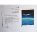 An Adrian Meredith postcard of Concorde’s final flight signed by the chief pilot Captain Mike