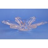 A French crystal Art Glass dish modelled as six-pointed flowerhead, signed to underside (36cm