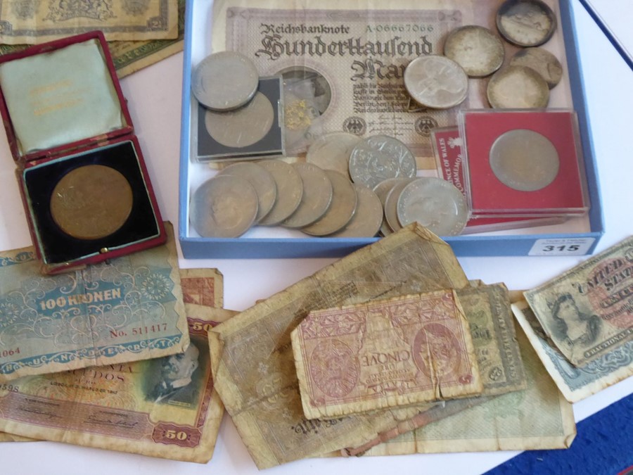 Coins and stamps: 15 early world banknotes including German examples, three Canada dollars (1952, - Image 2 of 2