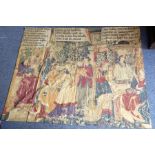 A modern lined wall-hanging tapestry 'Suzanne et les Viellards' (Susanna and the Elders) depicting a