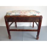 A mahogany stool with later upholstered drop-in seat; probably George III, late 18th century period,