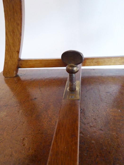 A late Regency-period child's mahogany highchair on stand; tablet-shaped top-rail, scrolling arms - Image 9 of 13