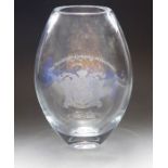 A Dartington Crystal vase of ovoid section engraved with the crest of the Worshipful Company of