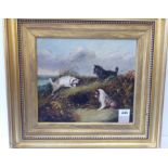 J. LANGLOIS (W. GREGORY c. 1855-1904) - a 19th century oil on canvas study of three terriers at a