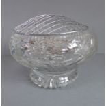 A fine quality mid-20th century heavy hand-cut crystal rose bowl decorated with star and circular