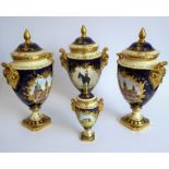 Four pieces of Fine Coalport porcelain: two limited edition (88 and 89 of 250) hand-gilded two-