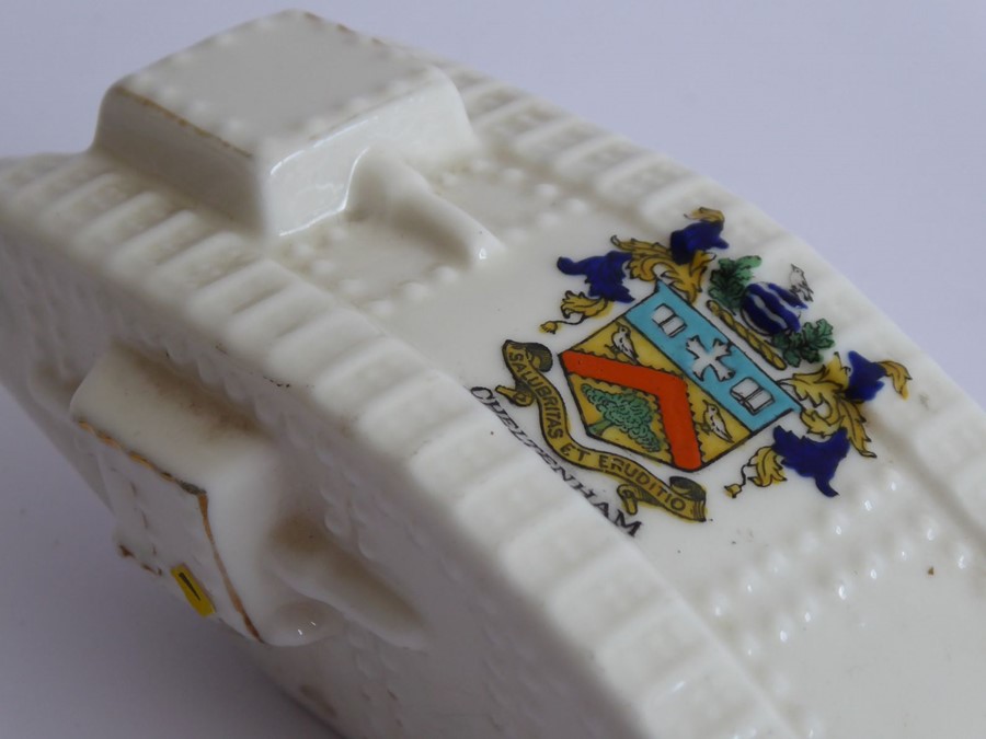 Three Arcadian and one Willow Art crested china models: the Arcadian models comprising two WWI tanks - Image 6 of 10