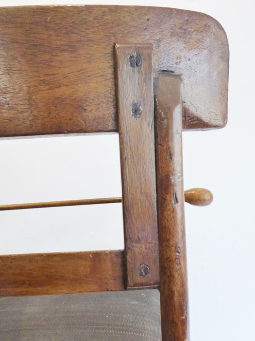 A late Regency-period child's mahogany highchair on stand; tablet-shaped top-rail, scrolling arms - Image 11 of 13