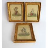 A charming set of three early 19th century George III hand-coloured engravings; published 1812 by
