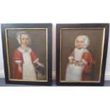 19th century English Naïve School - after the 17th century originals - two portraits of the sisters,