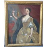 18th century French School - Portrait of 'Lucy Webb - Heiress of Ashwick'. Three-quarter length,