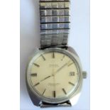 A gentleman's steel-cased Omega automatic Seamaster Cosmic wristwatch; the signed, silvered dial