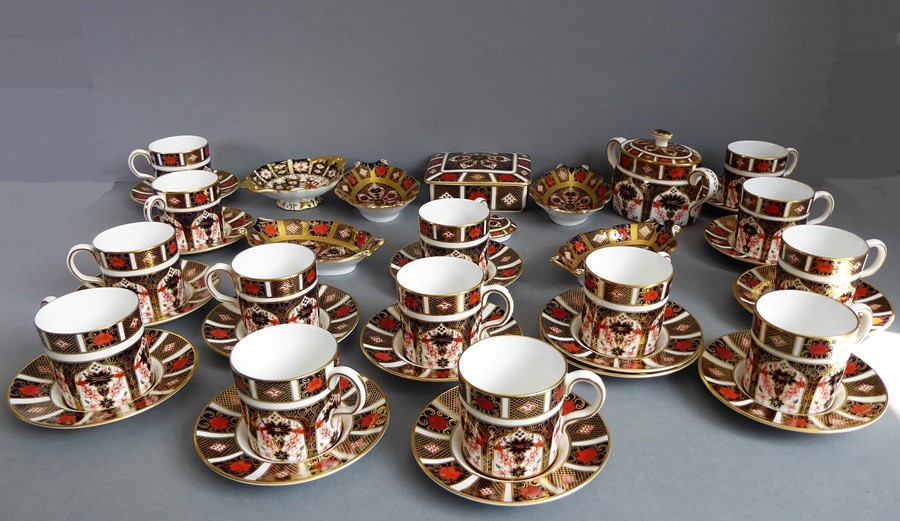 A selection of fine Royal Crown Derby porcelain; each hand-gilded and decorated in the Imari palette