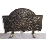 A circa 1720 freestanding cast-iron fire back The width is 90cm, the height in the middle (at the