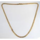 A 9 carat yellow gold filed curb link chain necklace, convention hallmark (length 46cm, gross weight