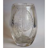 A mid-20th century cut-glass vase signed 'Stuart England'; engraved with the cypher of Elizabeth