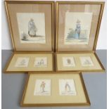 A set of five mid-19th century watercolour figural studies: 'A Woman of the Neighbourhood of