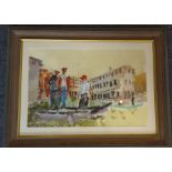 George, 2nd Earl Haig (British 1918-2009) - Gondoliers on a Venetian canal. Signed pencil,