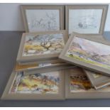 Fourteen small framed prints (ten in colour) of various Welsh views, Each 5 ½ x 7 ¾ ins (14.5 x 19.5