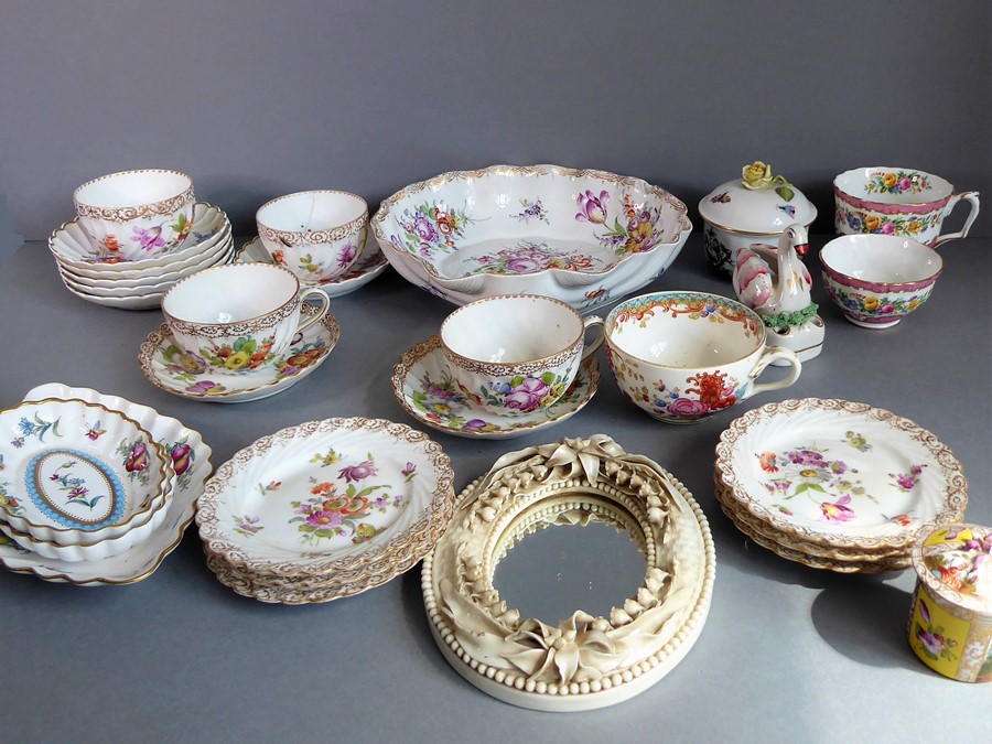 A selection of ceramics to include a shell-shaped bowl hand-decorated with floral sprays, Dresden - Image 2 of 33